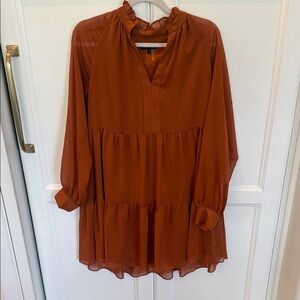 1.State Rust Tiered Long Sleeve Tunic Dress size small